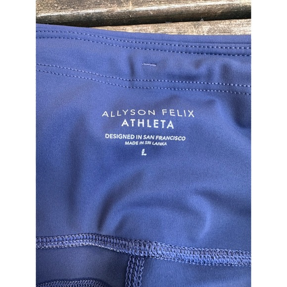 Allyson Felix x Athleta Legend Blue Reflective Mesh Running Leggings Womens L - Picture 2 of 3